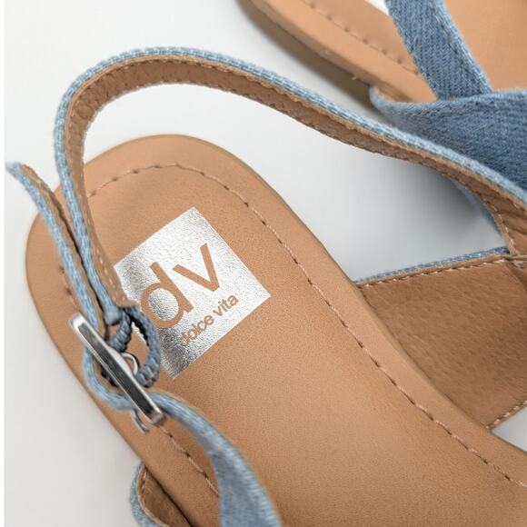 DV by Dolce Vita Kids' Caicey Slingback Sandal Bow Straps Blue Size US1 EU16 - Picture 7 of 9
